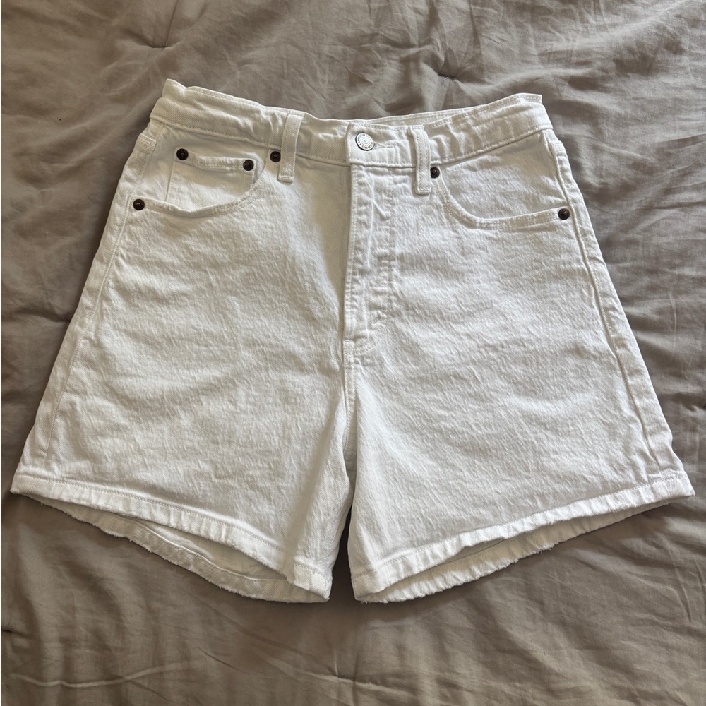 Abercrombie & Fitch Women's White Dad Shorts High Rise